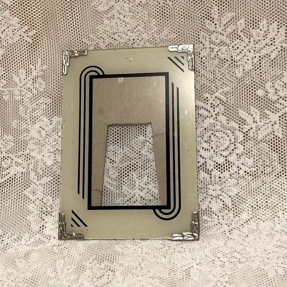 Art Deco Reverse Painted Glass Picture Frame Silver tone Art Deco design corners - Picture 1 of 7